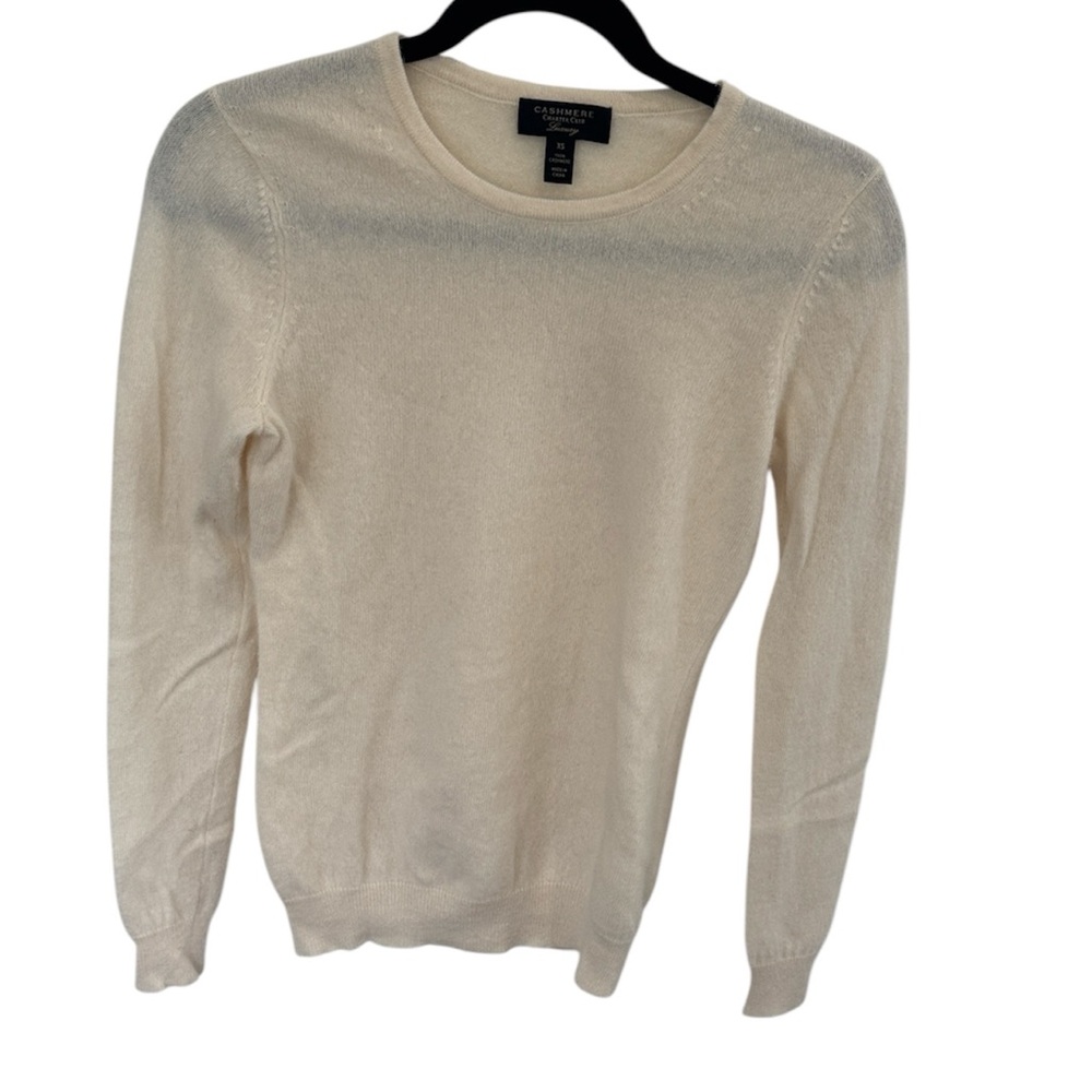 Charter Club 100% cashmere cream crewneck long sleeve classic cozy sweater XS